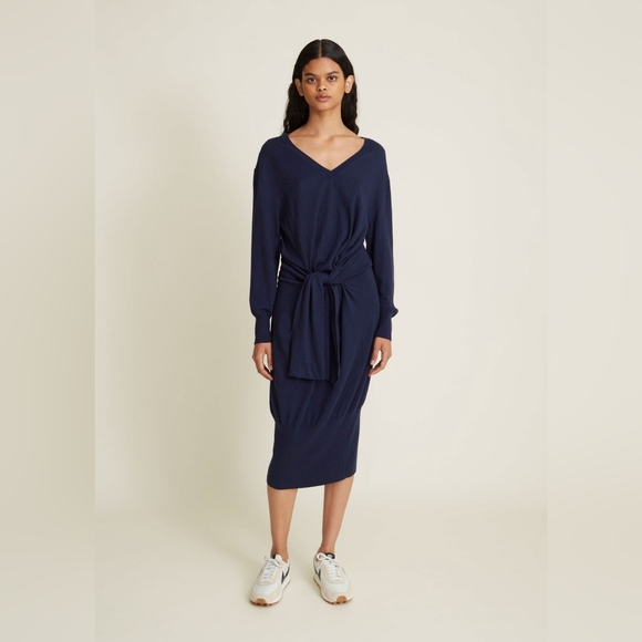 Thakoon Dresses & Skirts - NWT Thakoon Navy Wrap Tie Sweater Dress